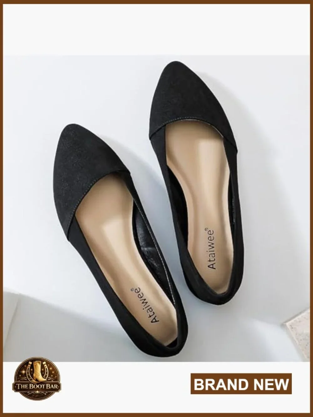 Women's Wide Width Ballet Flats, Pointed Toe Suede, Non-Slip Sole